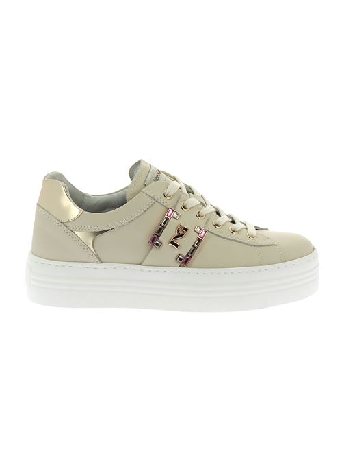 sneakers da donna in pelle beige NERO GIARDINI | E409967D710